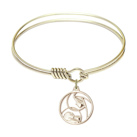 Wolfgang Charm On A 8 Inch Round Double Loop Bangle Bracelet St 